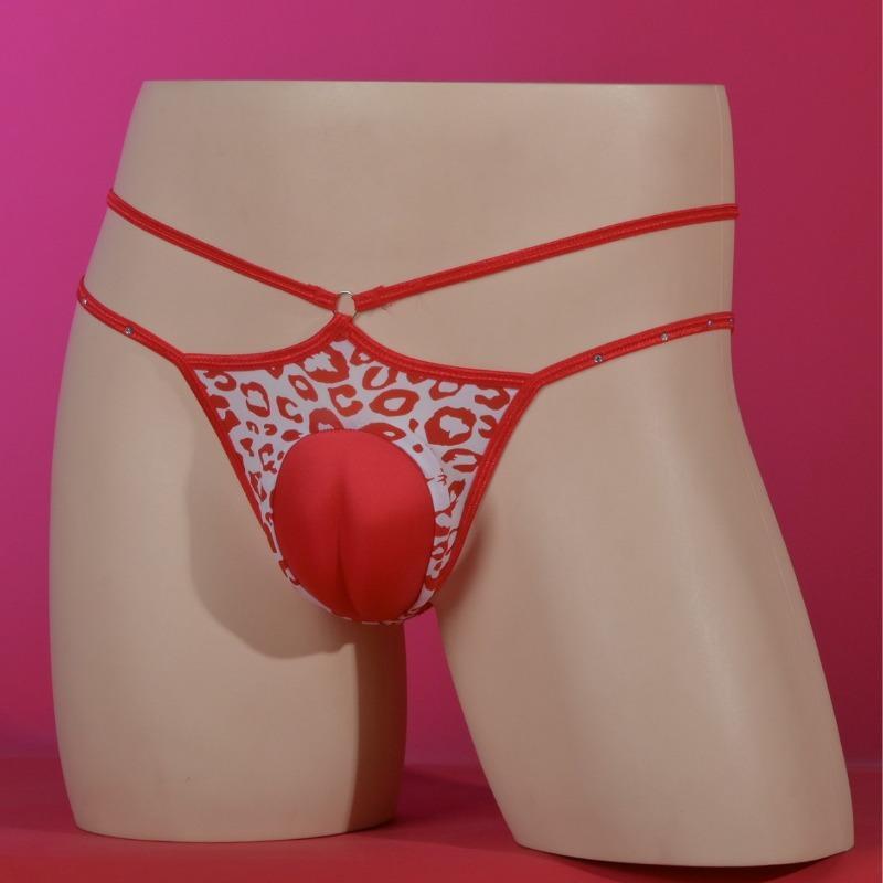 Herren Sexy Tanga G-String Kamelzehe Unterwäsche Leopardendruck Dünner Bund Ausgeschnitten Schleife Unterhose Niedrige Leibhöhe T-Rücken Slips