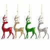 Christmas Tree Metal Elk Ornaments: Red, Gold, Green & Silver - Wrought Iron Festive Decorations