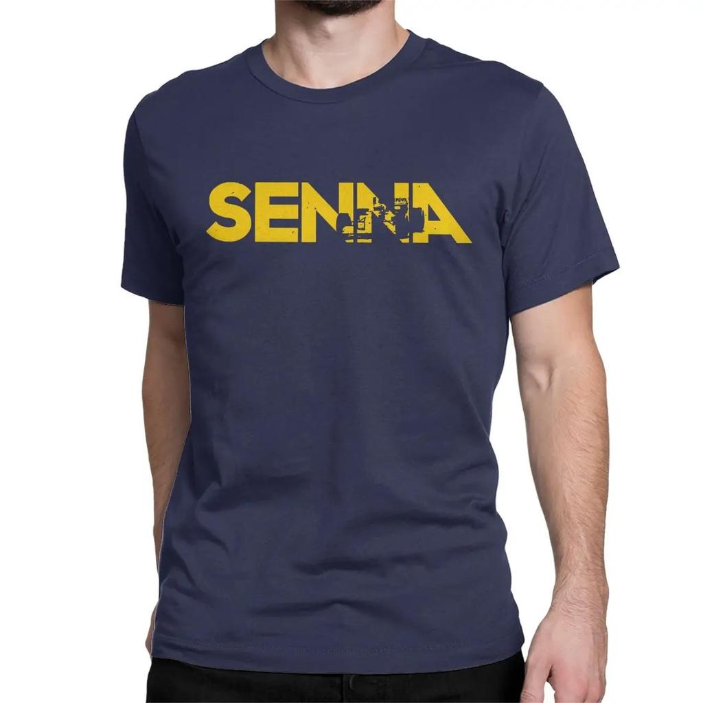 Ayrton Senna Men's T Shirt Racing Car Hipster Tees Short Sleeve Round Neck T-Shirt Cotton S-4XL  Clothes