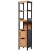 Bathroom Storage Column Cabinet Cozy Style Dim. 30L X 30W X 144H Cm 3 Shelves 2 Drawers Bamboo Black