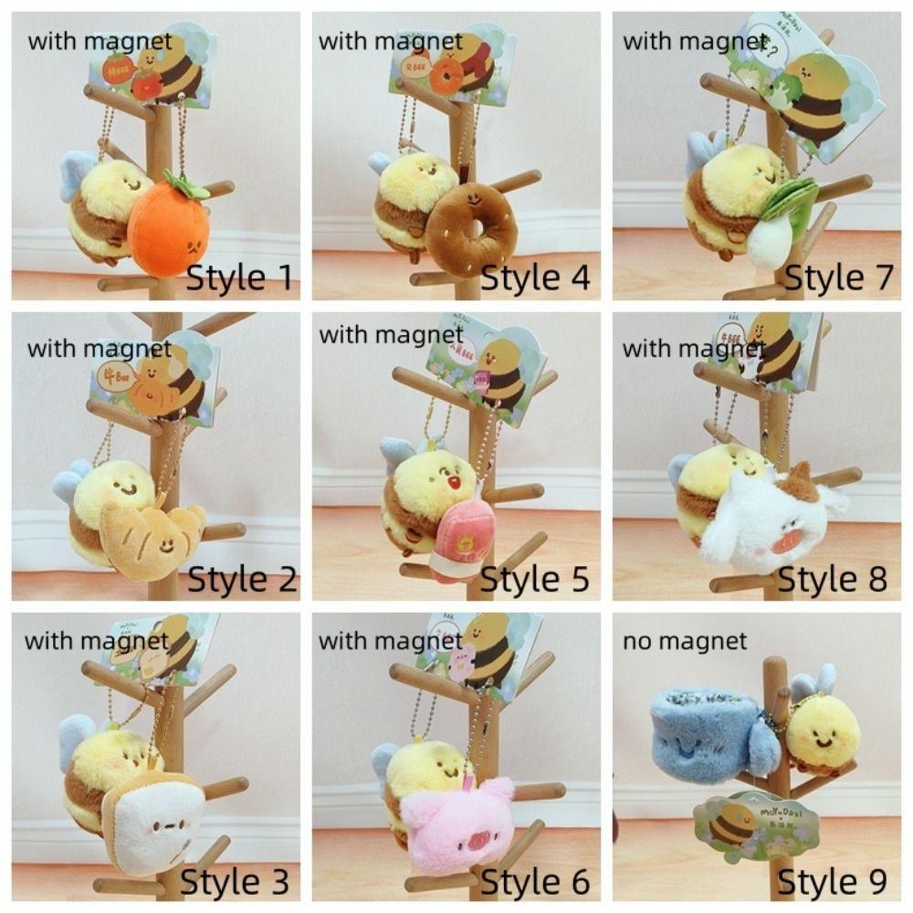 Funny Cute Magnetic Pendant Stuffed Animal Stuffed Bee Doll Cai Bee Plush Toys  Birthday Gifts
