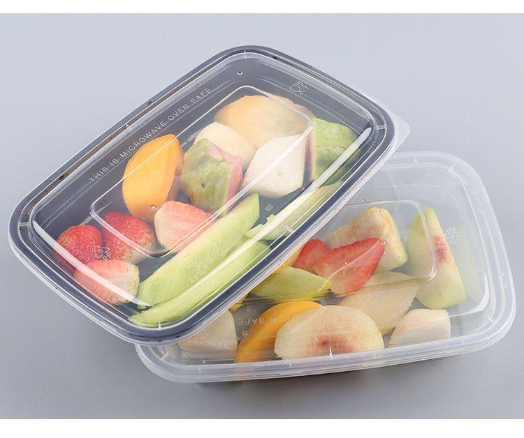 Rechteckiger Einweg-Lebensmittelbehälter für die Mikrowelle - Schwarz, Weiß & Transparent Takeaway-Mittagessensbox.
