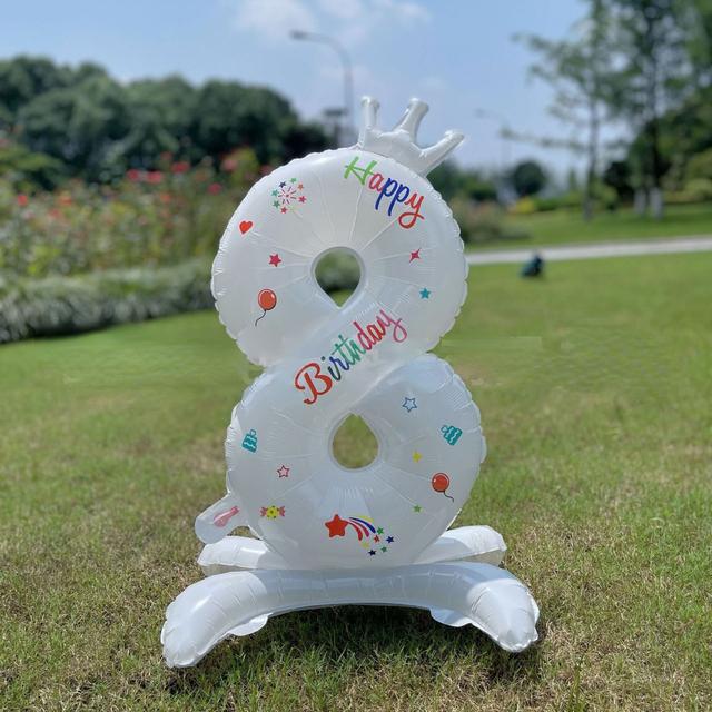 32 Inch Standing White Number Balloons Birthday Decoration Balloons Kids Birthday First Party Girl Banquet Shower Baby Decor 
