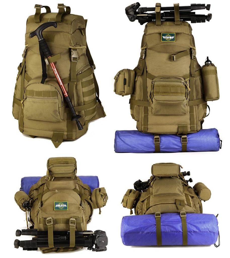 60L Große Kapazität Breite Öffnung 5 Farben Camouflage Wasserdicht Stoßfest Unisex Militärfan Alpinrucksack Taktischer Rucksack Outdoor-Rucksack Groß