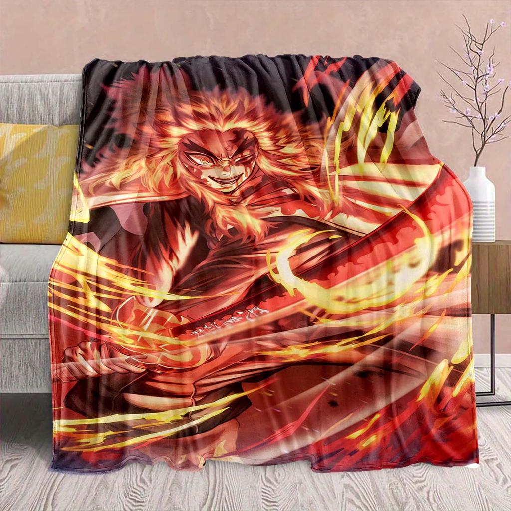 Demon Slayer Anime Flannel Blanket - Soft Warm Perfect for Sofa, Bedding Camping Travel Office Home Decor -QJY