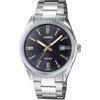 Casio MTP-1302D-1A2V Analog Quartz Men's Watch Silver Metal Band Dark Gray Dial Gold Index