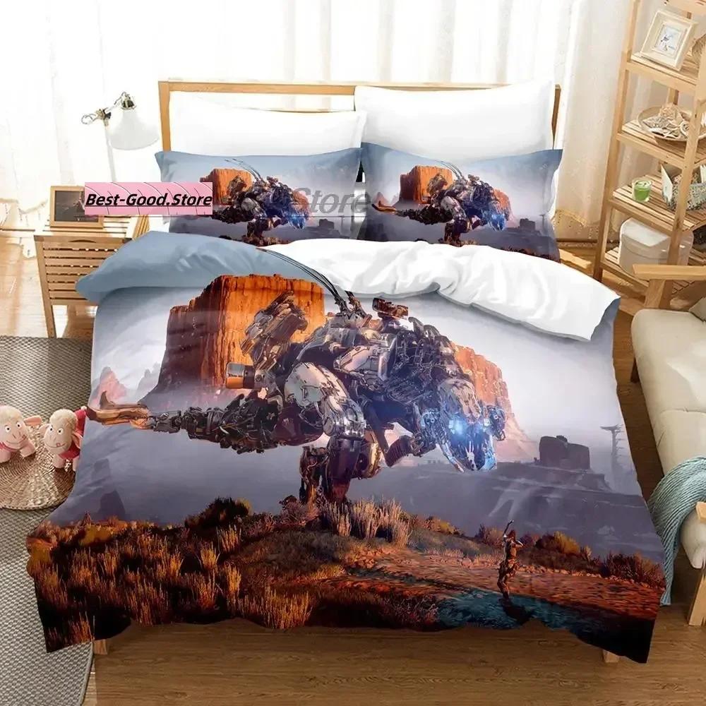 

Comforter Horizon Zero Dawn Bedding Set Single Twin Full Queen King Size Bed Set Aldult Kid Bedroom s 3D Game Bed Comforter (quilt)-EU Single(135*200cm)3pcs