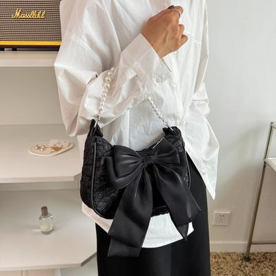 Textured Lace Pleated Bag Women's Bag 2025 Summer New Korean Simple Girl Casual Bag Shoulder Armpit Bag