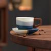 150ML Gradient Ceramic Coffee Mug with Saucer Porcelain Espresso Cup with Handle Teacups for Espresso Shot