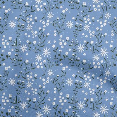 Cotton Flex Grayish Blue Fabric Kids Floral Quilting Supplies Print Sewing Fabric By The Yard 40 Inch