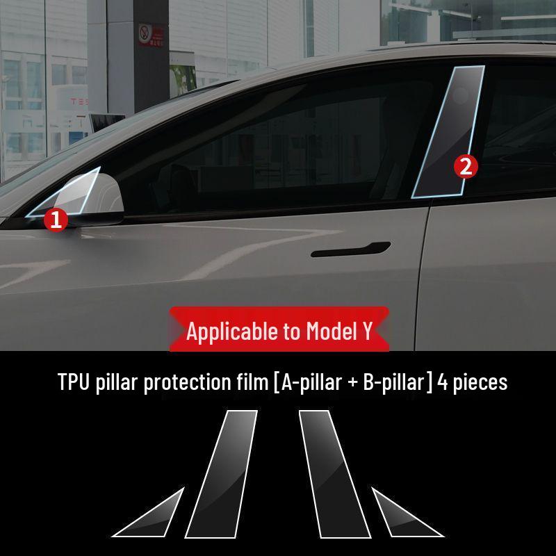 Model Y3 Car Door Corner Tint & Side Skirt TPU Anti-Scratch Film for Paint Protection.
