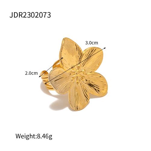 Youthway Edelstahl Blume Verstellbare Öffnungsringe Gold PVD Beschichtet Wasserdichter Fingerschmuck für Frauen Hochzeitsgeschenk