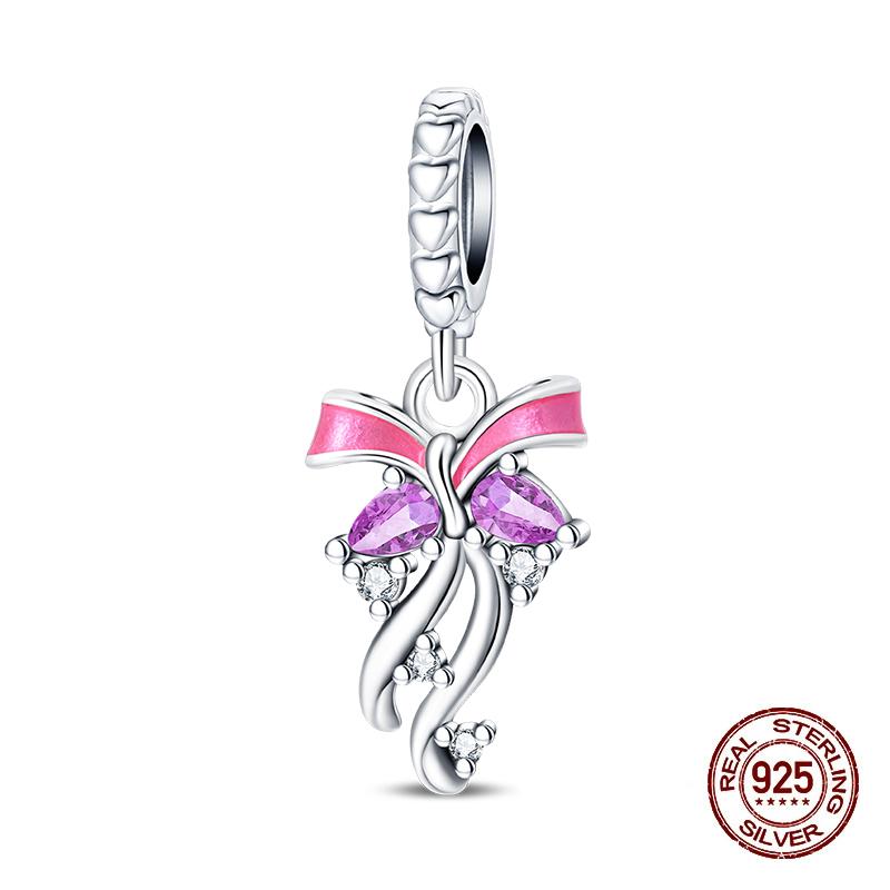 New Copper Pink Cross Bow Girl Heart Pendant Charms Fit 3Mm Original Bracelet Necklace Womens Fine Diy Jewelry Gifts