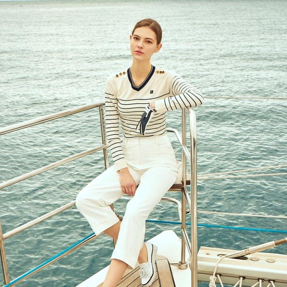 Onoff Women S High waiSt Roll Up Long pantS Of5002la White