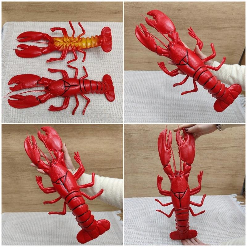 Pack de 2 Langostas Rojas Realistas Decoraciones Accesorio de Fiesta Para Fiestas Temáticas Oceánicas y Centros de Mesa
