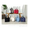 Gisele Tote Compartmented Canvas Mini Wide Solid x Bag, Small, Tote, Freestanding, Gusset, Simple, Two-Tone, Color, Women's (Gray Navy)