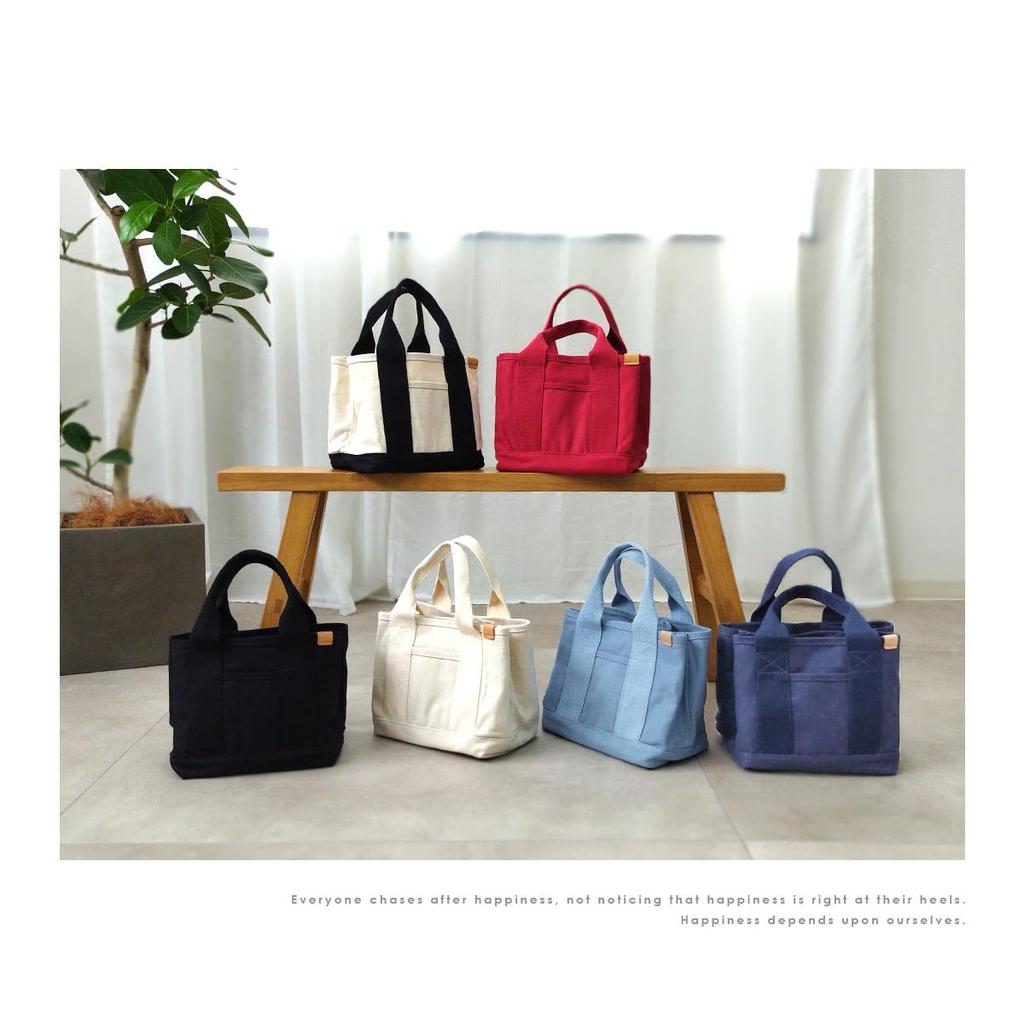 Gisele Tote Compartmented Canvas Mini Wide Solid x Bag, Small, Tote, Freestanding, Gusset, Simple, Two-Tone, Color, Women's (Gray Navy)