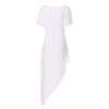 QICED Round Neck Solid Color Short Sleeve Loose Asymmetrical Hem Dress