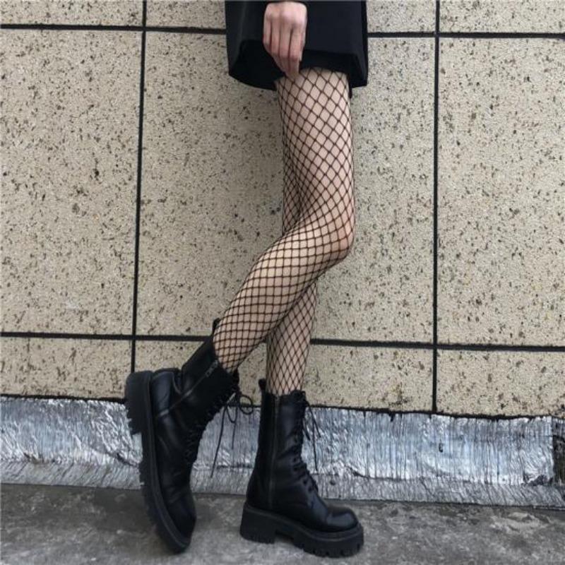Stockings Fishnet Mesh Solid Color Hollow Out Skinny Beautify Legs Soft Elastic Women Pantyhose