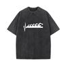 European and American Washed Retro Funny Fish Bone Cartoon Mechanical Printing Hip Hop Short Sleeve Loose T-shirt Top