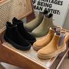 3396 Chelsea boots for men and women couples autumn and winter retro leather platform Martin boots medium boots for women
