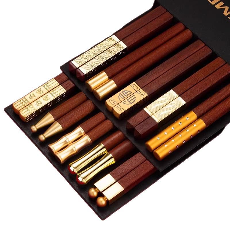 Red Sandalwood Chopstick Gift Set: Unlacquered, Unwaxed Solid Wood for One Person
