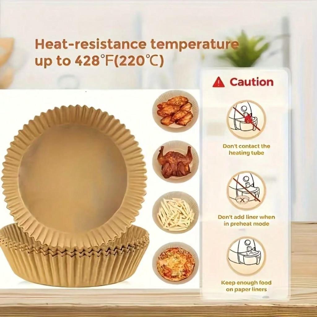 100pcs, Square Disposable Air Fryer Liners (6.3in/8in), Paper Air Fryer Liner Pots, Paper Basket Bowls, Baking Trays, Oven Accessories, Baking Tools