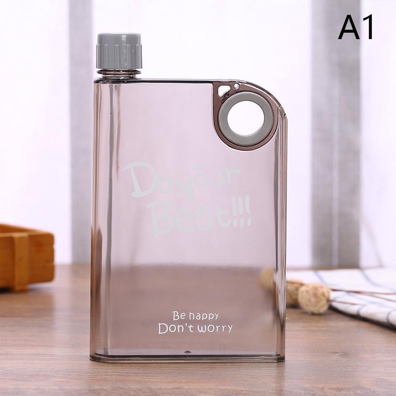 380Ml Transparent Flat Water Bottle Travel Bicycle Drinking Juice Cup Reusable Portable Plastic Bottles Bpa Free Sport Bottle