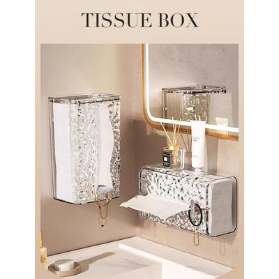 Toilet Tissue Box Wall Mounted Glacier Patterned Kitchen Tissue Storage Box Household Storage Supplies