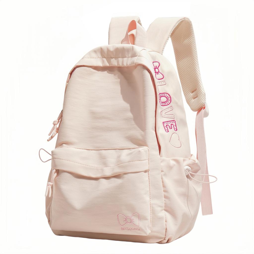 Schoolbag Korean Ins Letter Embroidery Lightweight Junior High School High School Student School Bag Women's Large Capacity Backpack