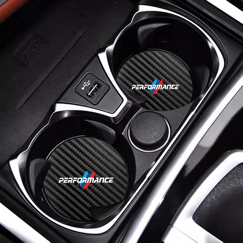 2PCS Leather Coaster Anti-noise Water Cup Pad For BMW X1 X2 X3 X5 X4 X6 X7 M3 M4 M5 E90 E60 F30 F10 G30 G20 BD-BWM Sticker
