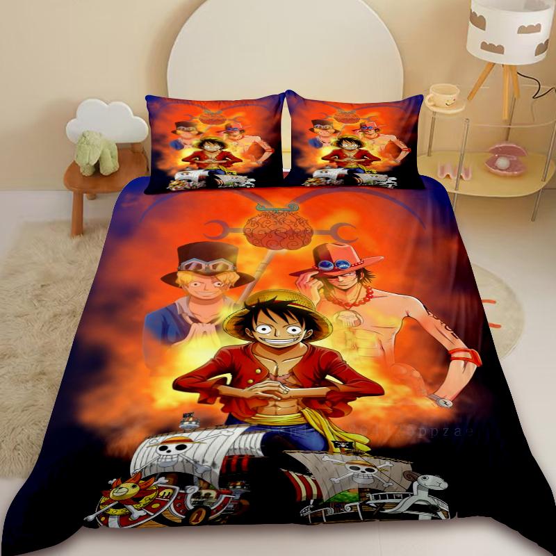 Anime One Piece Duvet Cover Luffy Cartoon Bedding Set Quilt Cover Twin King Size for Bedroom Decor Birthday Gifts
