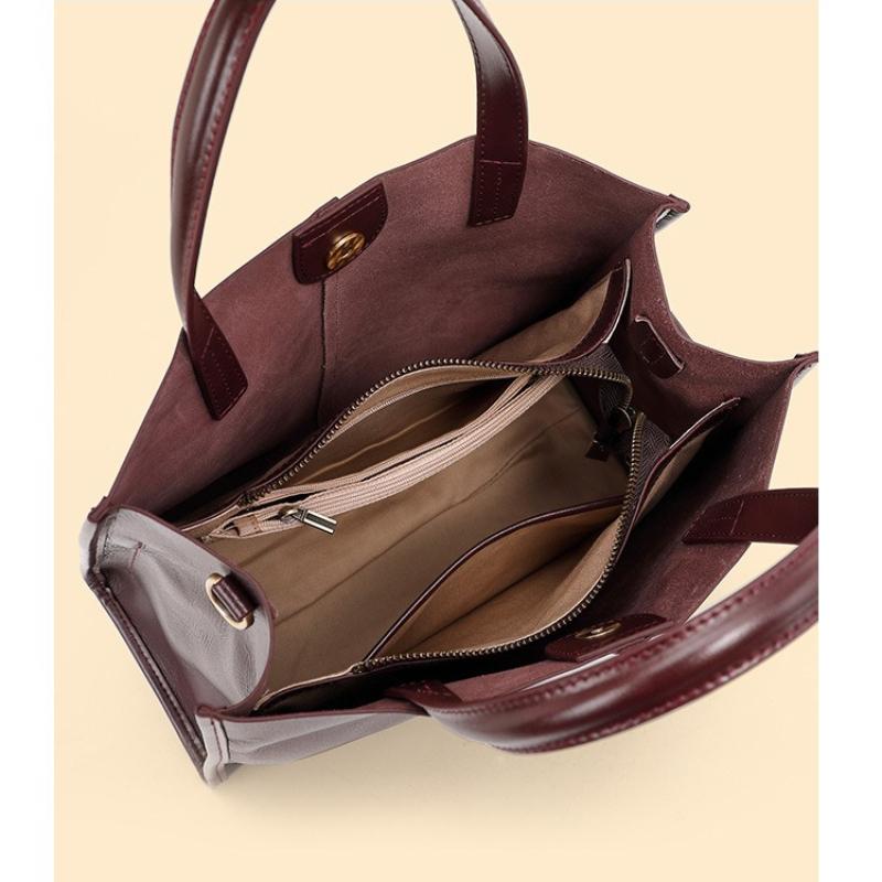 Retro-Tragetasche für Damen aus Rindsleder, Umhängetasche, großes Fassungsvermögen, Bucket Bag, Schultertasche