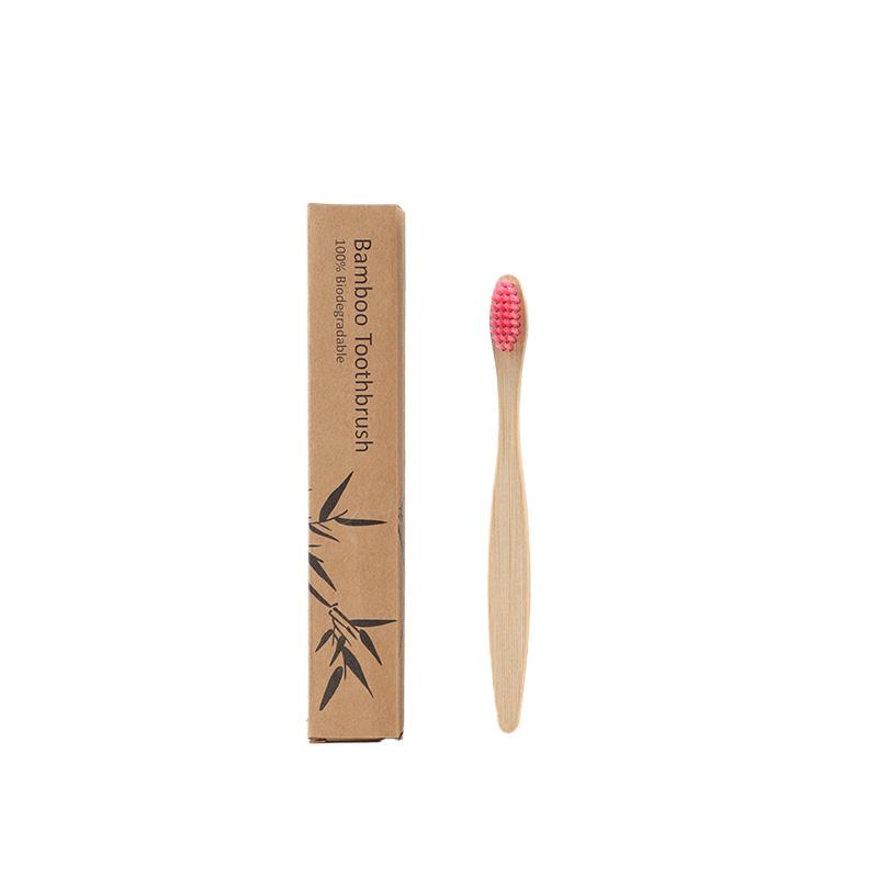 Ready Stock Custom Logo Packaging Kids Soft Natural BPA Free Biodegradable Kraft Box Bamboo Toothbrush