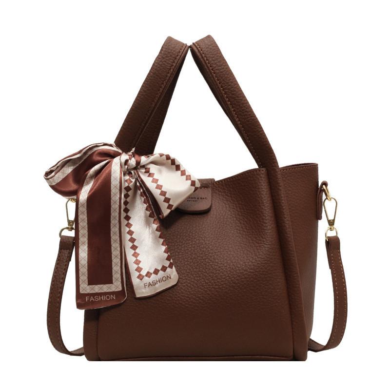 Vintage Handbag Women 2023 New Korean Style Chic Pure Color Shoulder Bag кофейный