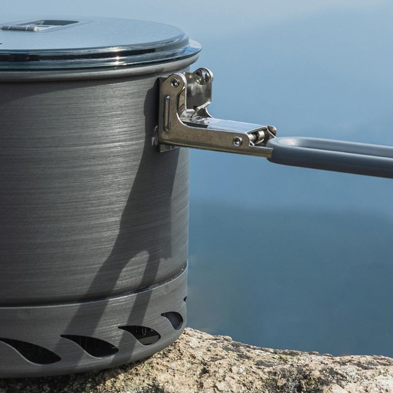 Portable Compacts Backpacking Cookware Windproof Outdoor Cooking Pot with Folding Handle For Outdoor Cooking Efficiency