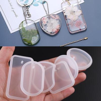1 Buc Set Matriță Silicon Pandantiv Breloc DIY Rășină Epoxidică Cristal Matriță Pandantive Rotunde Dreptunghiulare Matriță pentru Confecționare Bijuterii Unelte de Bucătărie