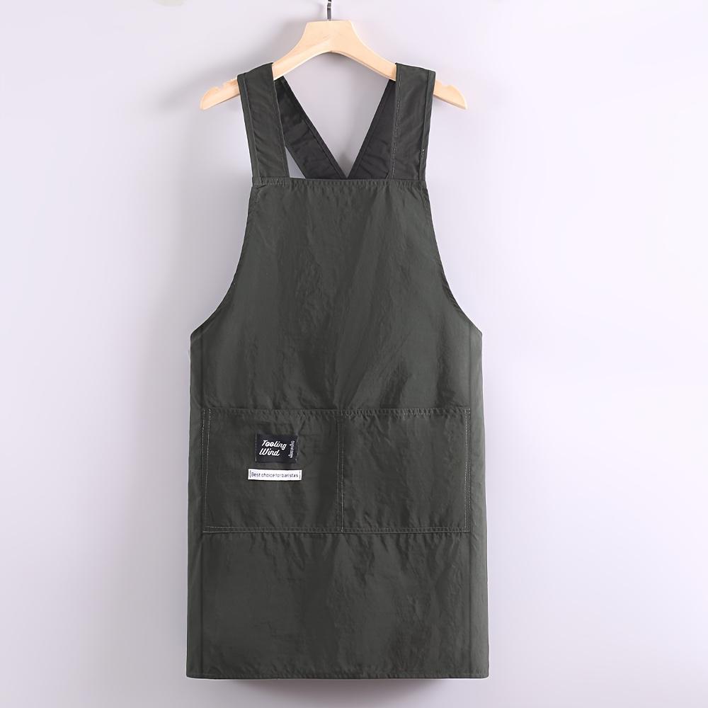 Durable Build, Stylish Black & Olive Green Cross-Strap Aprons - Adjustable, Polyester Kitchen Aprons with Pockets for Cooking, Baking, and Dining