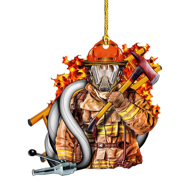2D Christmas Firefighter Pendant Christmas Pendant Dwarf Car Pendant Statue Craft Party Accessories Decoration new year 2025