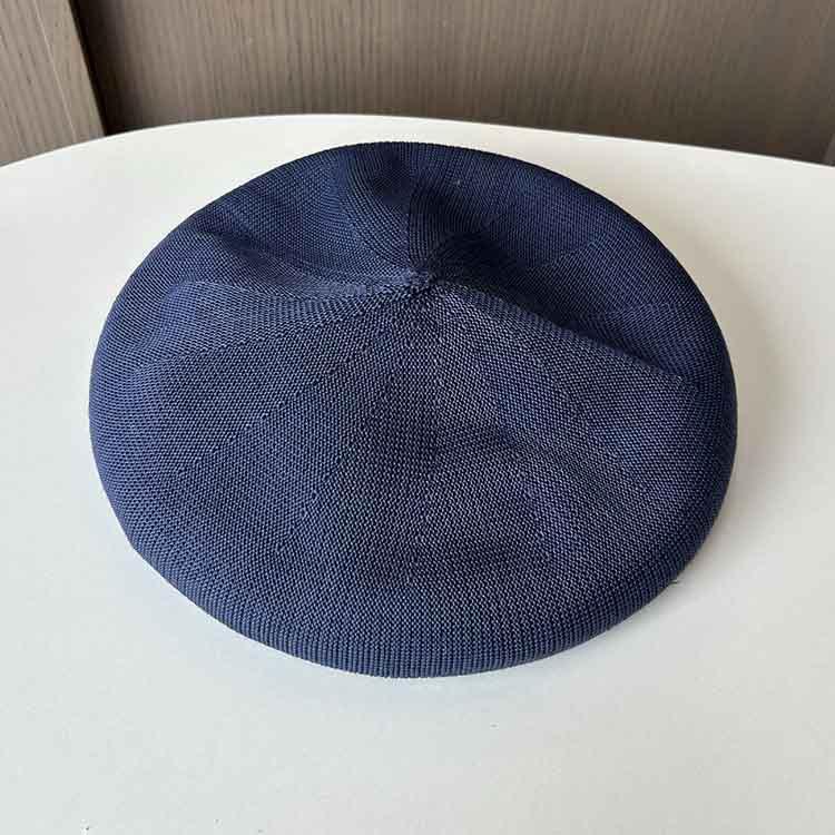 Fashion Versatile Black Painter Hat Women's Knitted Ice Silk Breathable Solid Color Pumpkin Hat Thin Summer Beret