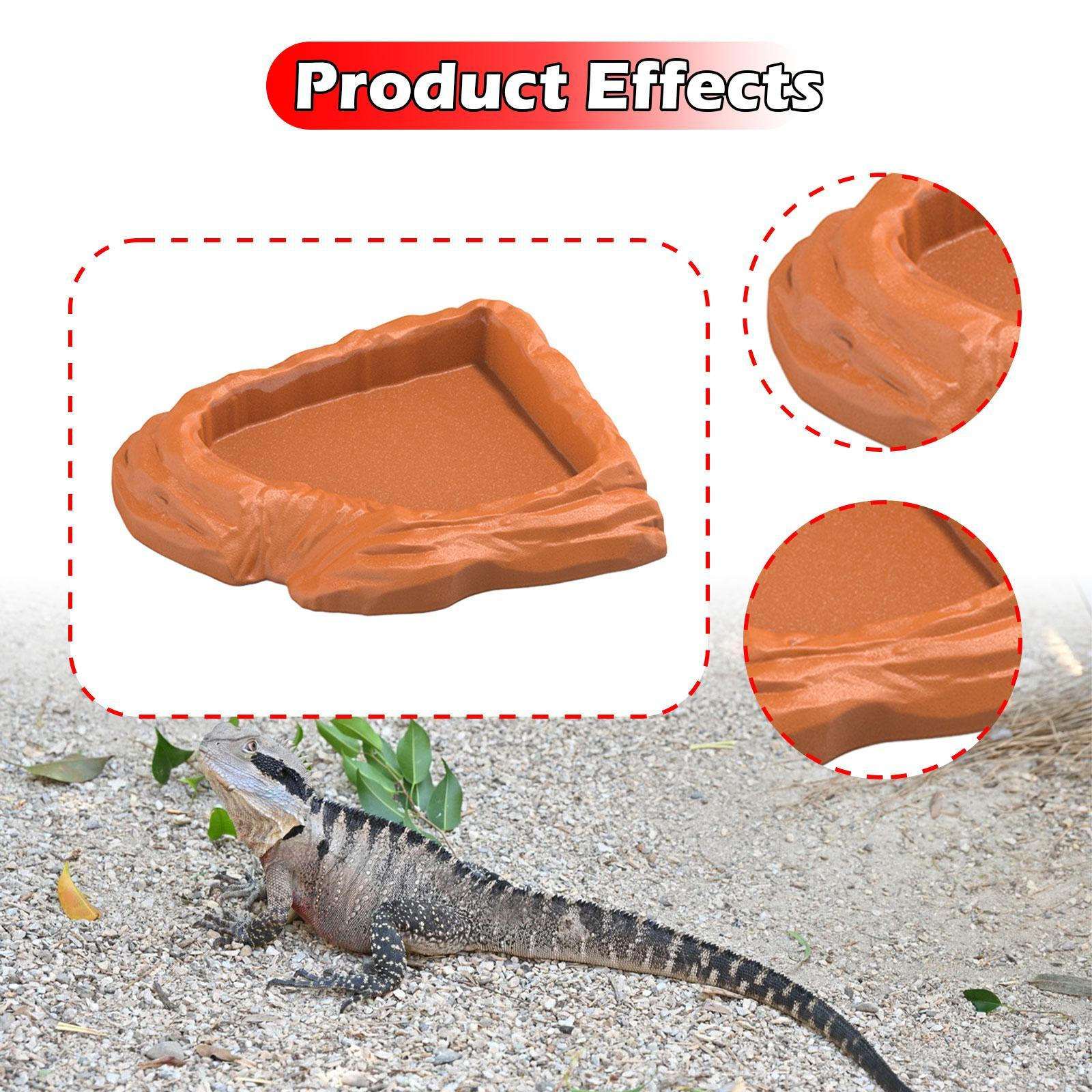 

Reptile Water Dish Corner Feeding Bowl Anti Tip Multipurpose Bathing Pool Tortoise коричневий