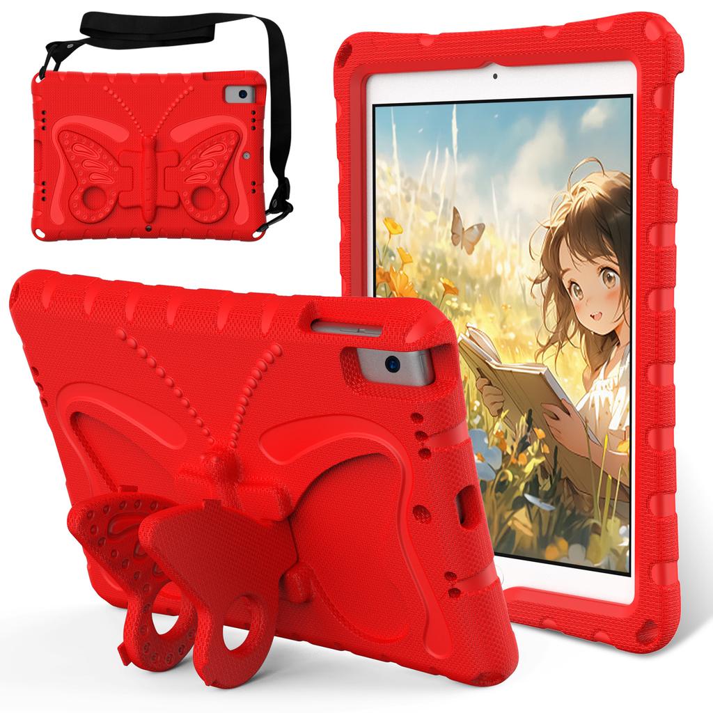 For iPad 10.2 (2021)/(2020)/(2019)/iPad Air 10.5 inch (2019) Case Butterfly Kickstand EVA Tablet Cover with Lanyard