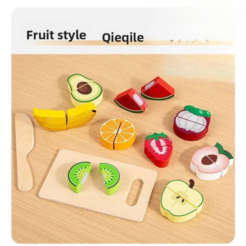 Simulation Kitchen Pretend Toy Wooden Classic Game Educational Toy for Children Kids Gift Cutting Fruit Vegetable Food Set Gifts