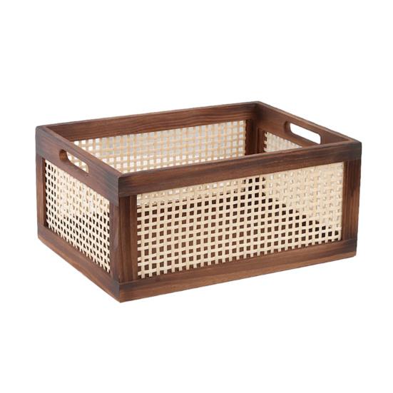 

Виниловая коробка для хранения записей Прочный МДФ Ротанг Держатель для виниловых пластинок с ручкой Кубический настольный органайзер для альбомов для виниловых пластинок Многоцелевое хранение Small