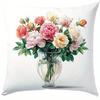 Home Decor Pink Flowers On Vintage Items Pillow Covers Pattern Cushion Cover Suitable For Sofa Bedroom Car Pillow Cover