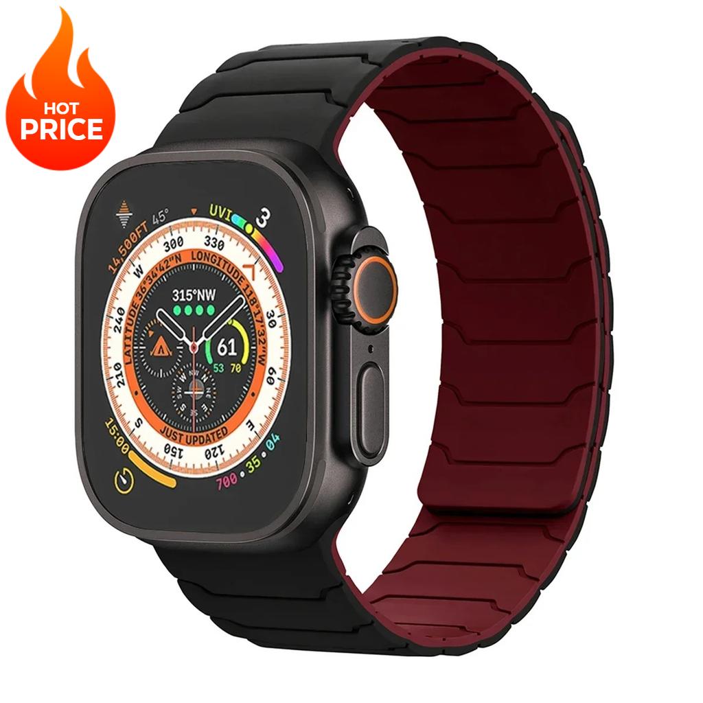 Magnetic Silicone Strap For Apple Watch Ultra 3 2 49mm Band 45mm 44mm 41mm 40mm 38 Bracelet Iwatch Series 11 10 42 46mm 987654SE