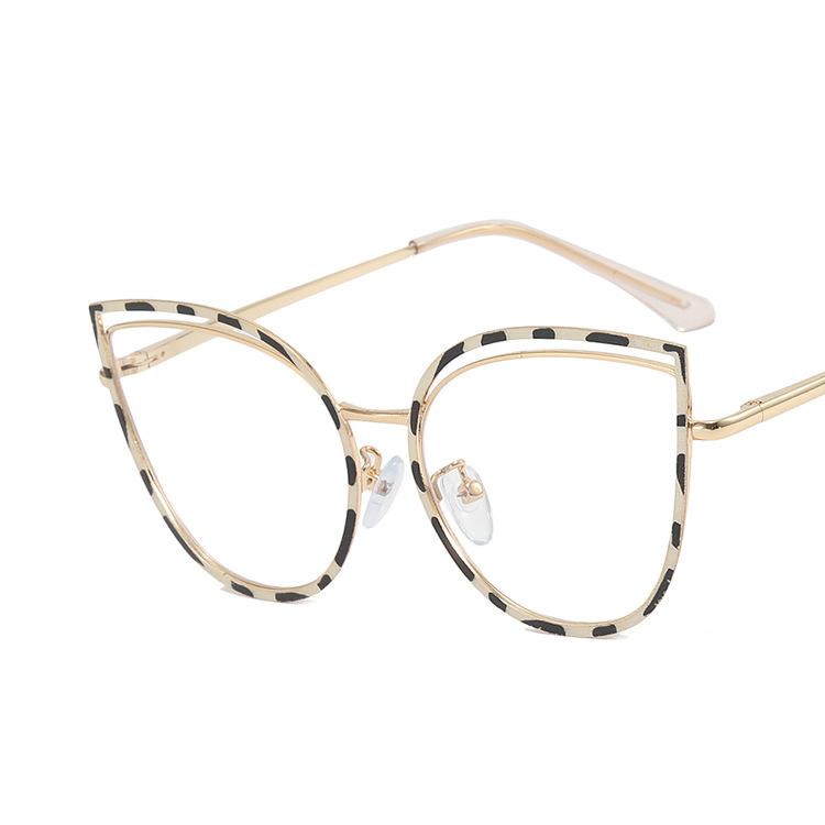 Women's Glasses Anti-Blue Light Fashion Retro Characteristic Artistic Hollow Cat's Eye Plain Glasses Student Commuter Street Shooting Travel Glasses