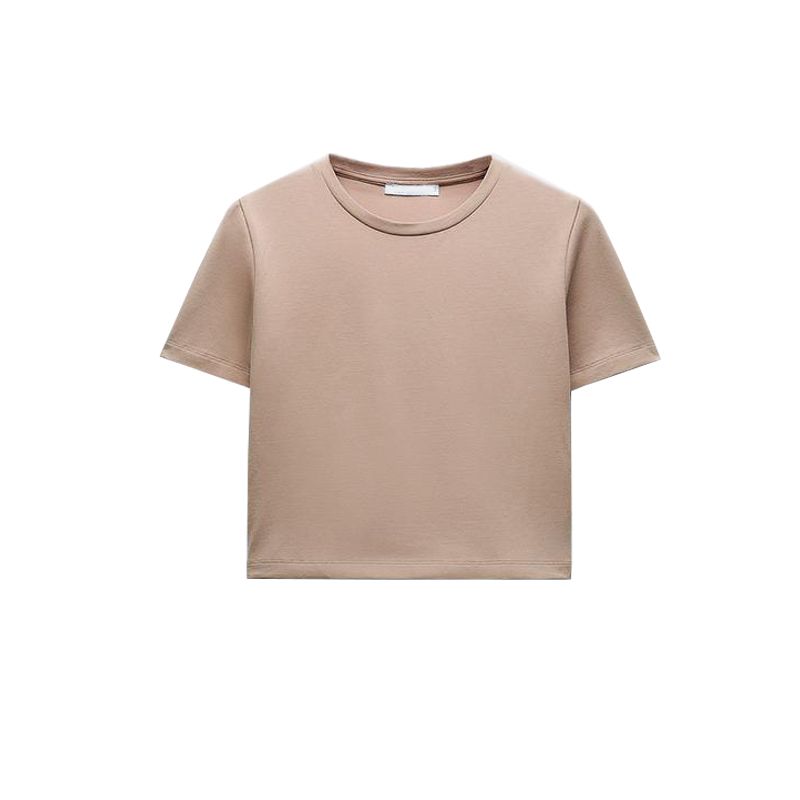 Spring New Fashion Sweet and Spicy All-Matching Slim Fit Slimming round Neck T-shirt Shory Style Pure Color T-shirt 2335259