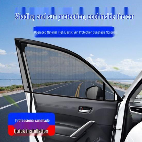 Car Window Mosquito Net Sunshade - Thickened Insect Screen for Sedans Rear Window Pair