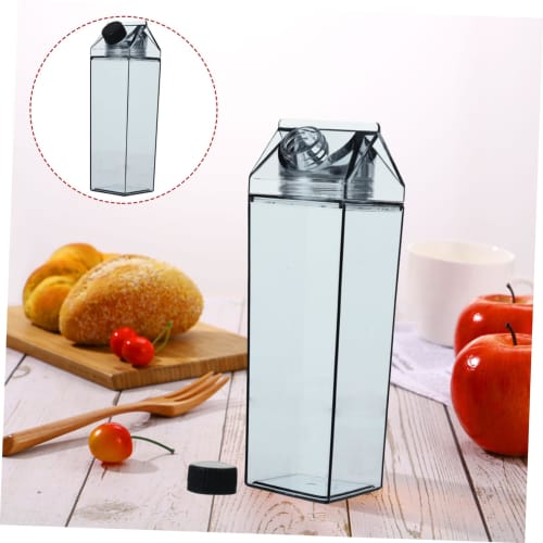 HOMOCONO 1-Piece Milk Bottle, Juice Bottle, Mini Kettle, Beverage Bottle, Milker Pitcher, Cold Drink Bottle, 500ml Bottle, Plastic, Black